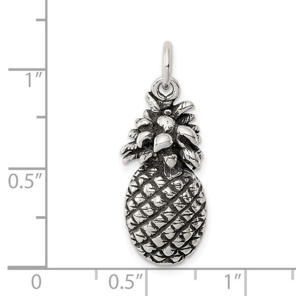 Sterling Silver Antiqued Pineapple Pendant - Picture 4 of 6